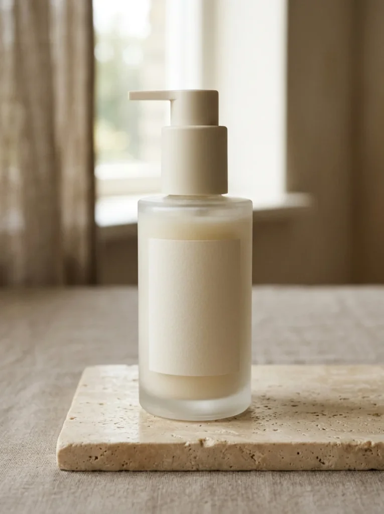Flacon minimaliste du Gel Nettoyant Doux Visage DANA Aesthetic, formule moussante sans savon